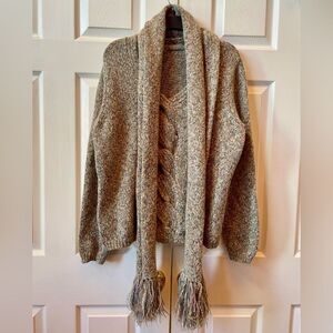 Cozy Brown Knit Sweater with Scarf Size Large